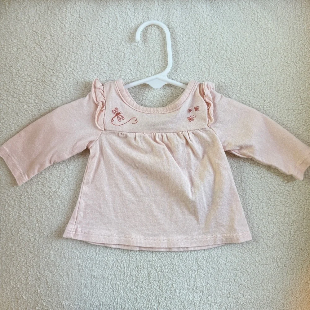 Long Sleeve Pink Dragonfly Top